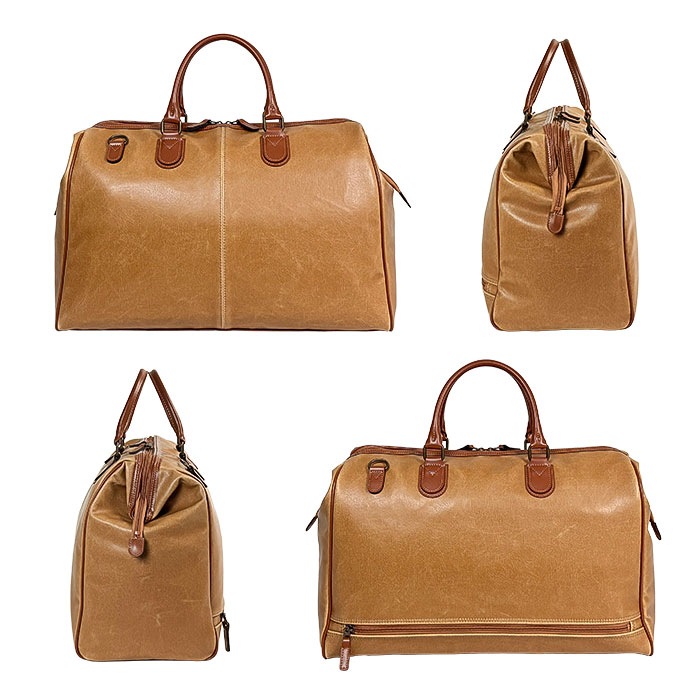 ボストンバッグ 日本製 豊岡製鞄 メンズ レディース 白化合皮 チャックダレス レトロ ヴィンテージ 旅行 出張 黒 キャメル BRELIOUS KBN10440