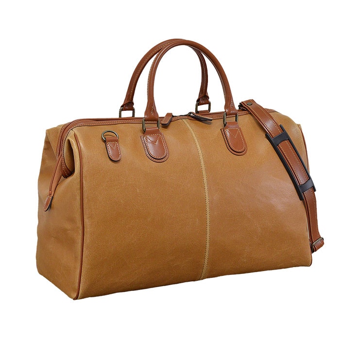 ボストンバッグ 日本製 豊岡製鞄 メンズ レディース 白化合皮 チャックダレス レトロ ヴィンテージ 旅行 出張 黒 キャメル BRELIOUS KBN10440