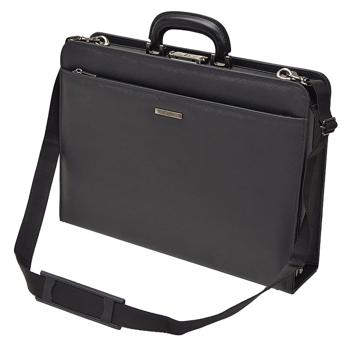 【sold out】ブリーフケース ダレスバッグ ビジネスバッグ 日本製 豊岡製鞄 牛革 本革 レザー メンズ B4 角シボ 取っ手 ワンタッチ錠前 通勤 黒 KBN22325 ジェイシーハミルトン J.C HAMILTON