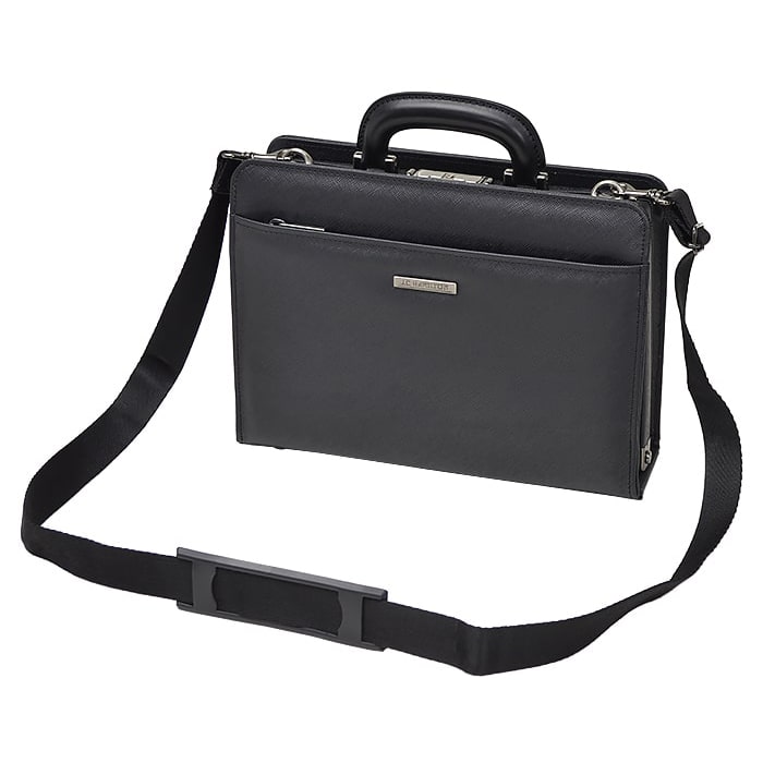 【sold out】大開き ダレスバッグ ビジネスバッグ 日本製 豊岡製鞄 牛革 本革 レザー メンズ B5 角シボ 取っ手 ワンタッチ錠前 通勤 黒 KBN22326 ジェイシーハミルトン J.C HAMILTON