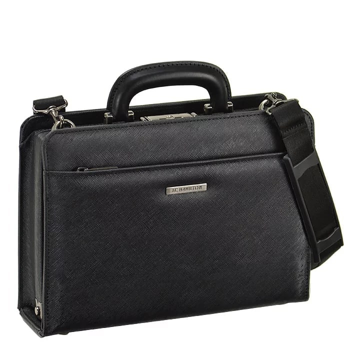 【sold out】大開き ダレスバッグ ビジネスバッグ 日本製 豊岡製鞄 牛革 本革 レザー メンズ B5 角シボ 取っ手 ワンタッチ錠前 通勤 黒 KBN22326 ジェイシーハミルトン J.C HAMILTON