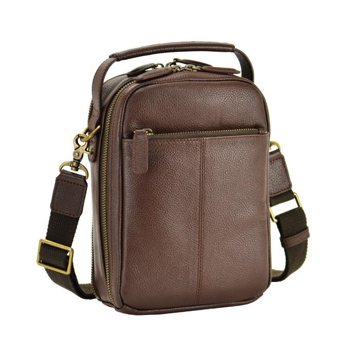 ショルダーバッグ メンズ 牛革 2室 YKKファスナー スマート 縦型 黒 チョコ KBN16441 ハミルトングランジャー HAMILTON -Grandeur-