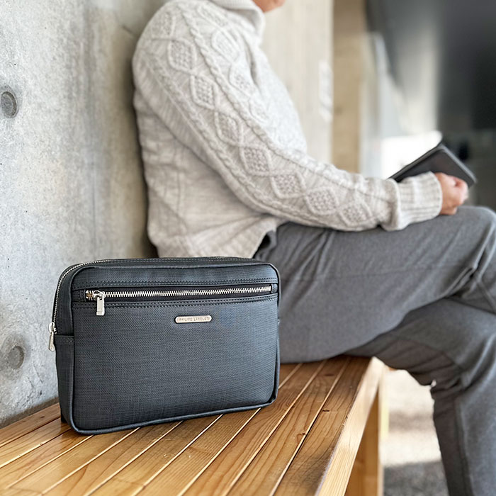 セカンドバッグ クラッチバッグ 日本製 豊岡製鞄 メンズ 高機能PVC 抗菌 耐アルコール ループハンドル付き セカンドポーチ PHILIPE LANGLET KBN25945