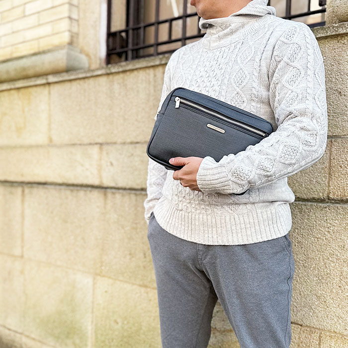 セカンドバッグ クラッチバッグ 日本製 豊岡製鞄 メンズ 高機能PVC 抗菌 耐アルコール ループハンドル付き セカンドポーチ PHILIPE LANGLET KBN25945