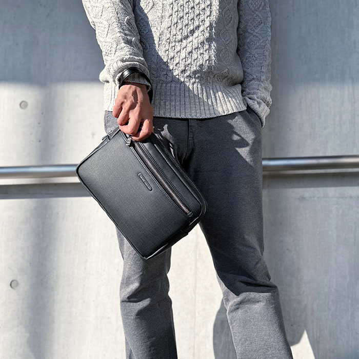 セカンドバッグ クラッチバッグ 日本製 豊岡製鞄 メンズ 高機能PVC 抗菌 耐アルコール ループハンドル付き セカンドポーチ PHILIPE LANGLET KBN25945