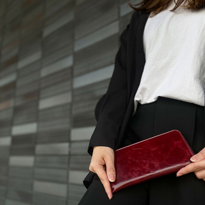 長財布 メンズ レディース 本革 牛革 レザー L字ファスナー スクエア シンプル 化粧箱付き 紺 ワイン HAMILTON KBN28008