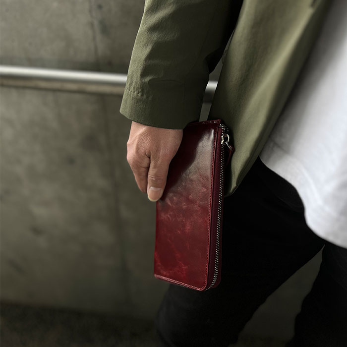 長財布 メンズ レディース 本革 牛革 レザー L字ファスナー スクエア シンプル 化粧箱付き 紺 ワイン HAMILTON KBN28008