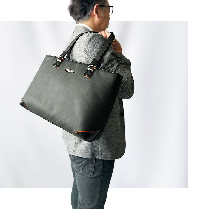 ビジネスバッグ トートバッグ メンズ レディース 大きめ B4 A4ファイル ファスナー付き 軽い 軽量 自立 ブランド タブレット対応 肩掛け 通勤 横型 黒 紺 BRELIOUS KBN53438