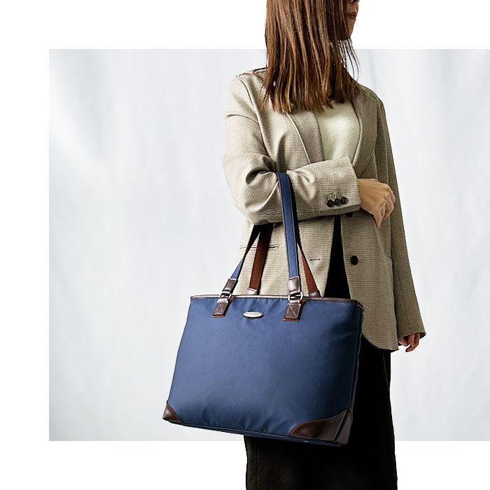 ビジネスバッグ トートバッグ メンズ レディース 大きめ B4 A4ファイル ファスナー付き 軽い 軽量 自立 ブランド タブレット対応 肩掛け 通勤 横型 黒 紺 BRELIOUS KBN53438