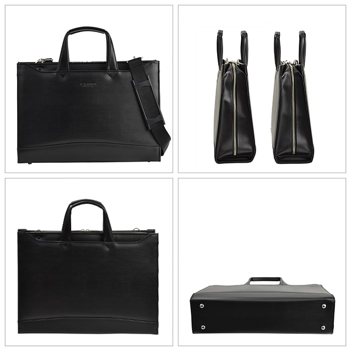 ビジネスバッグ ブリーフケース 日本製 豊岡製鞄 メンズ A4ファイル 大開き 牛革握り YKKファスナースマート スリム 通勤 黒 KBN22346 ジェイシーハミルトン J.C HAMILTON