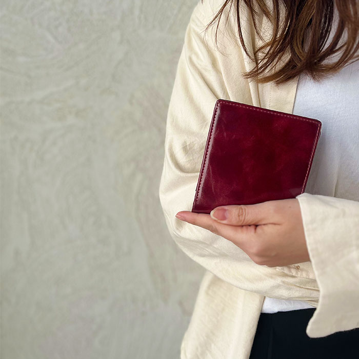 二つ折り財布 メンズ レディース 本革 牛革 レザー 薄い おしゃれ 化粧箱付き 紺 ワイン HAMILTON KBN28010