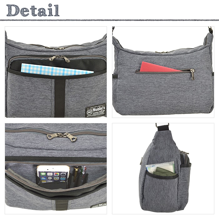 ショルダーバッグ メンズ レディース B5 ポリエスター シック 買い物 普段用 旅行 観光 通勤 紺 グレー MOBBY'S KBN33700