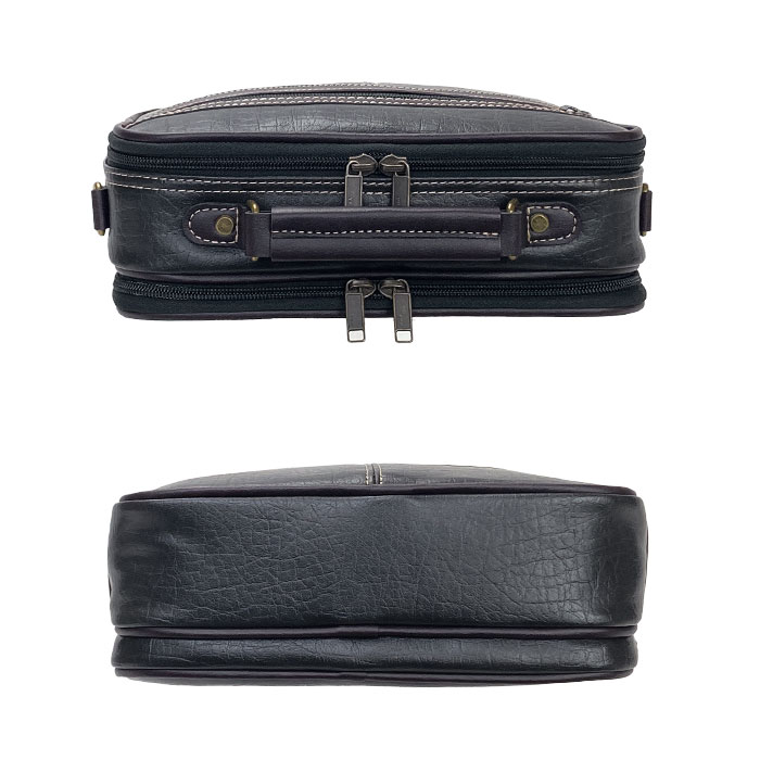 ショルダーバッグ メンズ 手提げバッグ 2way 2層 大開き 持ち手 ハンドル  ワンショルダー 斜め掛け 横型 黒 CRADLE RIVER KBN16469