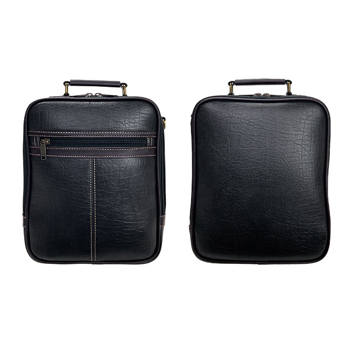 ショルダーバッグ メンズ 手提げバッグ 2way 2層 大開き 持ち手 ハンドル  ワンショルダー 斜め掛け 縦型 黒 CRADLE RIVER KBN16470