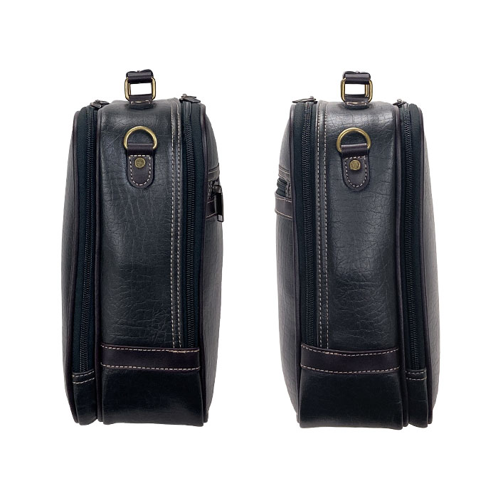 ショルダーバッグ メンズ 手提げバッグ 2way 2層 大開き 持ち手 ハンドル  ワンショルダー 斜め掛け 縦型 黒 CRADLE RIVER KBN16470