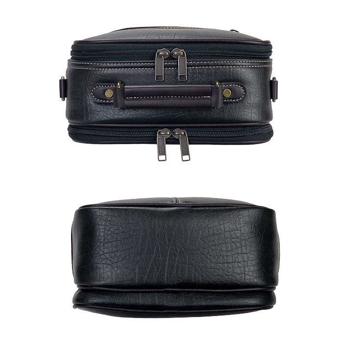 ショルダーバッグ メンズ 手提げバッグ 2way 2層 大開き 持ち手 ハンドル  ワンショルダー 斜め掛け 縦型 黒 CRADLE RIVER KBN16470