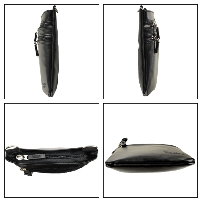 ショルダーバッグ サコッシュ 日本製 豊岡製鞄 メンズ 薄マチ 縦 縦型 YKKファスナー 黒 BRELIOUS KBN16447