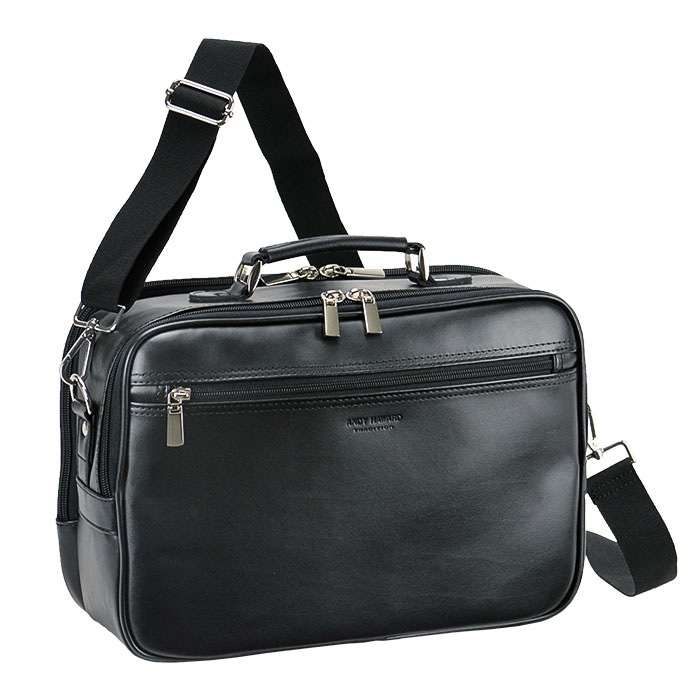 ショルダーバッグ メンズ 2層 A4 取っ手 ハンドル 2WAY 軽い 軽量 斜めがけ 手提げ 通勤 旅行 横型 黒 ANDY HAWARD KBN16479
