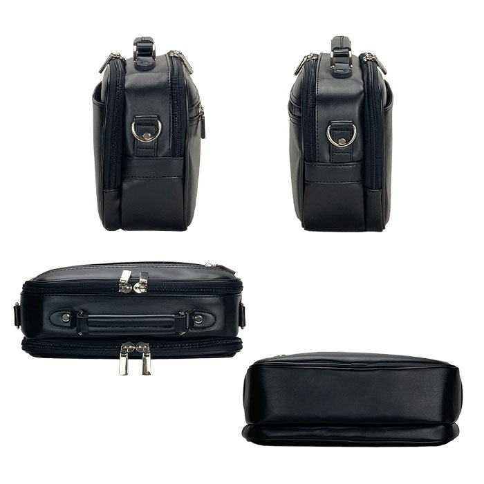 ショルダーバッグ メンズ 2層 取っ手 ハンドル 2WAY 軽い 軽量 斜めがけ 手提げ 通勤 旅行 横型 黒 ANDY HAWARD KBN16480