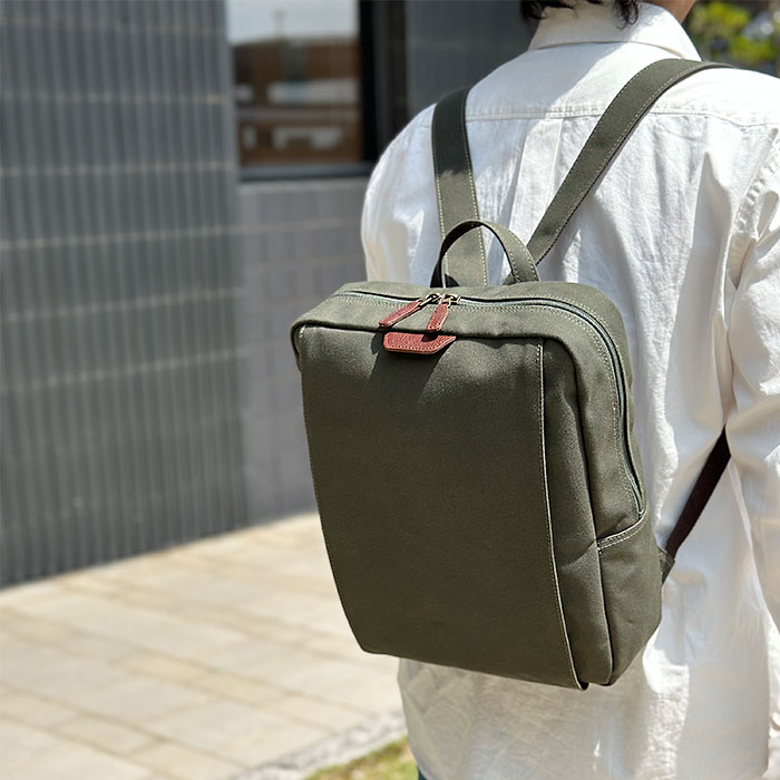 リュック メンズ レディース 撥水 帆布 A4ファイル 日本製 国産 豊岡製鞄 縦 縦型 旅行 紺 カーキ ベージュ 鞄の國 KBN42581