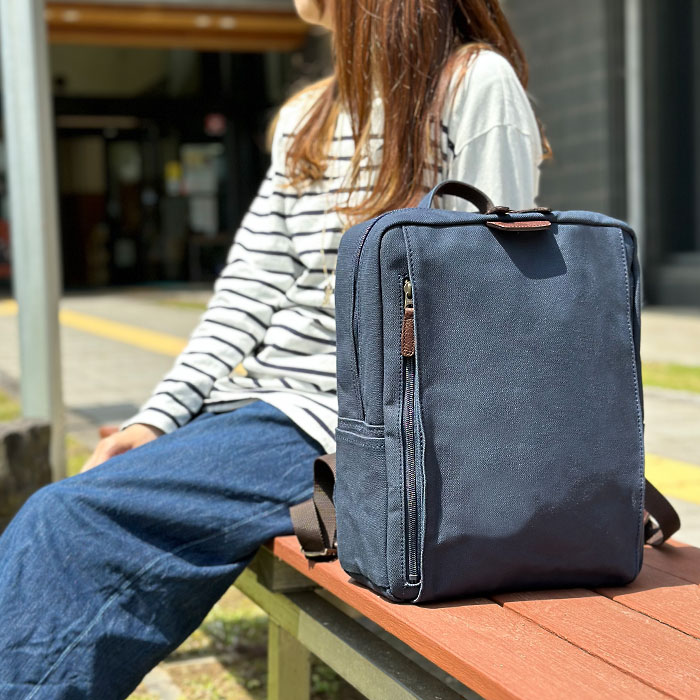 リュック メンズ レディース 撥水 帆布 A4ファイル 日本製 国産 豊岡製鞄 縦 縦型 旅行 紺 カーキ ベージュ 鞄の國 KBN42581