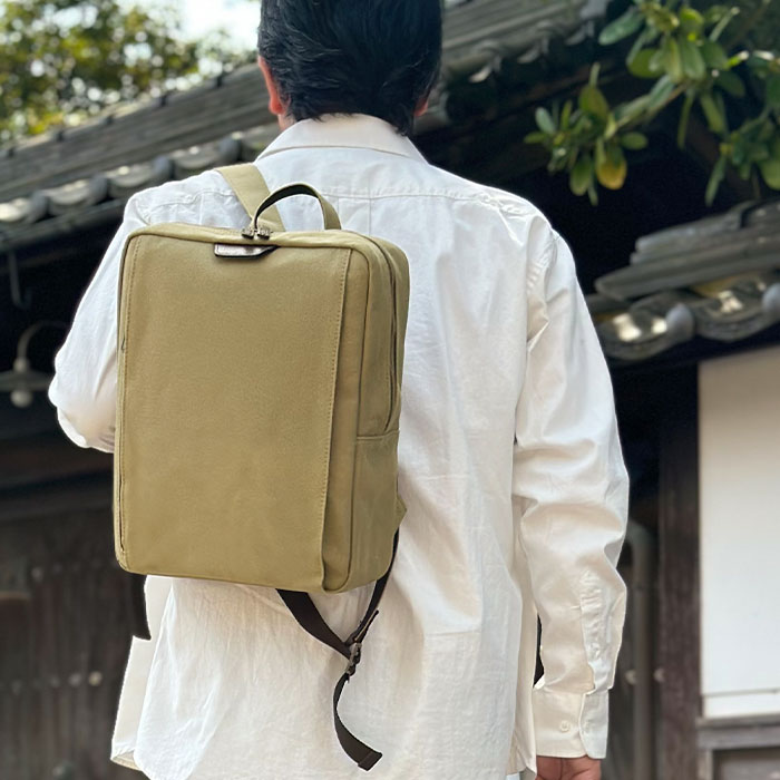 リュック メンズ レディース 撥水 帆布 A4ファイル 日本製 国産 豊岡製鞄 縦 縦型 旅行 紺 カーキ ベージュ 鞄の國 KBN42581