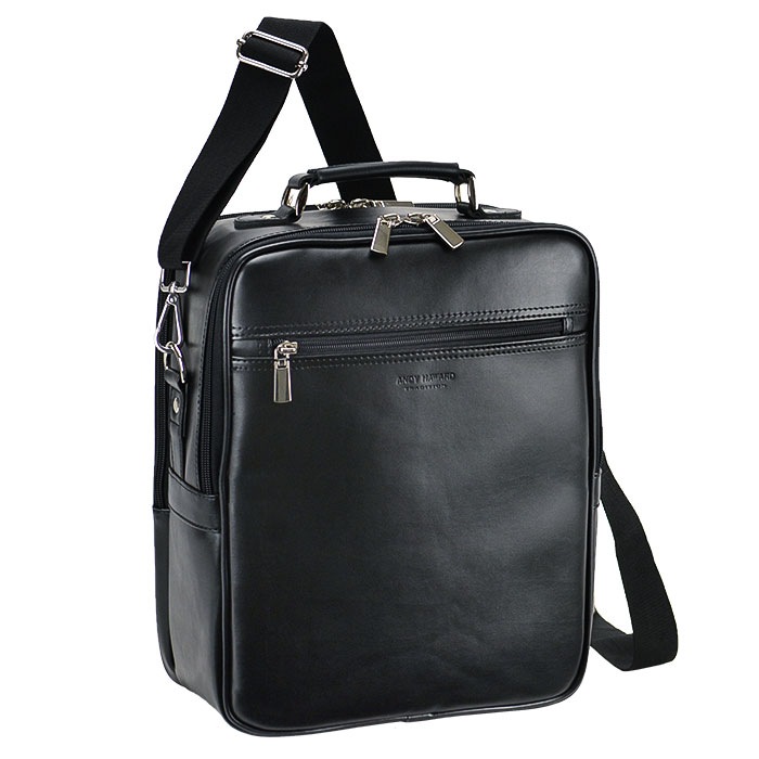 ショルダーバッグ メンズ 2層 A4 取っ手 ハンドル 2WAY 軽い 軽量 斜めがけ 手提げ 通勤 旅行 縦型 黒 ANDY HAWARD KBN16481