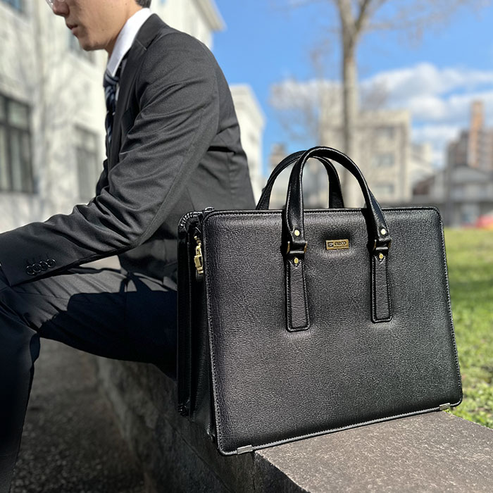 ブリーフケース ビジネスバッグ 仕事鞄 営業鞄 日本製 豊岡製鞄 メンズ B4 仕事鞄 両アオリ片ファスナー 底板 銀行 黒 KBN22026 G-ガスト G-GUSTO
