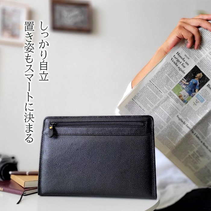 セカンドバッグ セカンドポーチ 日本製 豊岡製 牛革 メンズ 横 枯淡 レザー カジュアル フォーマル 冠婚葬祭 黒 SADDLE KBN25931