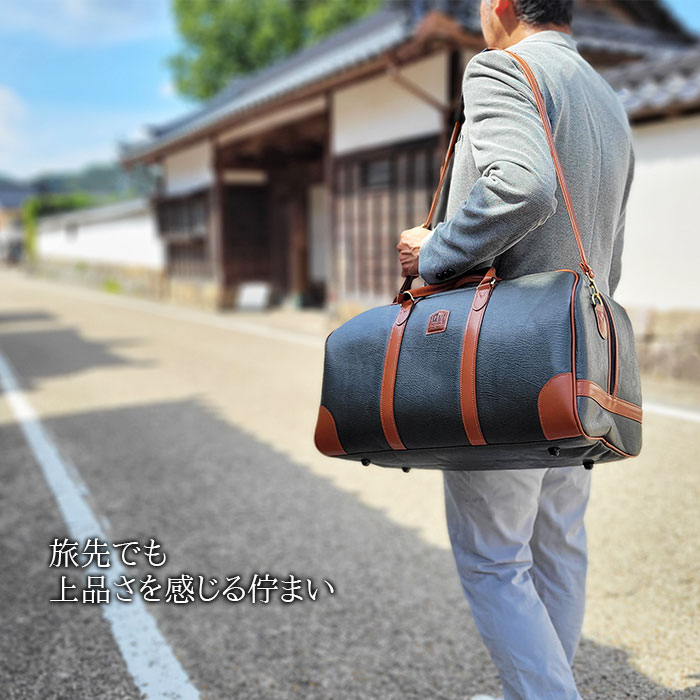 ボストンバッグ トラベルバッグ 日本製 豊岡製 メンズ 2way 横 1泊 2泊 ボンディング合皮 カジュアル 旅行 ゴルフ 出張 黒 カーキ KBN10453 PHILIPE LANGLET