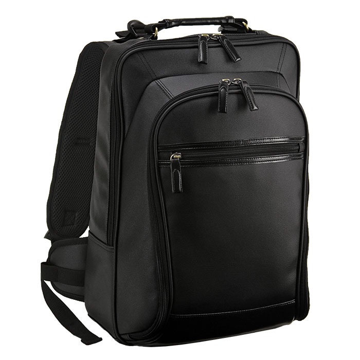 リュック ビジネスリュック ビジネスバッグ メンズ B4 大開き 天ハンドル チェストベルト バックパック 通勤 縦 縦型 黒 GRAFIT KBN42597