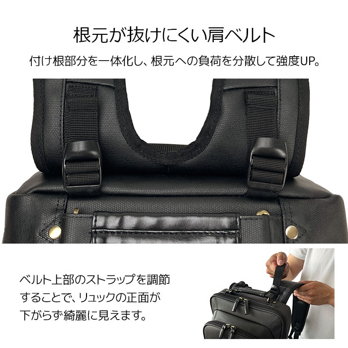 リュック ビジネスリュック ビジネスバッグ メンズ B4 大開き 天ハンドル チェストベルト バックパック 通勤 縦 縦型 黒 GRAFIT KBN42597