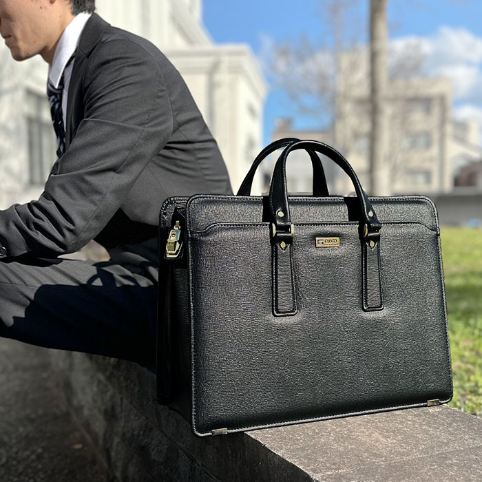 ビジネスバッグ ブリーフケース 銀行かばん メンズ 日本製 国産 豊岡製 黒 大容量 B4 鍵付き 自立 G-GUSTO KBN22028