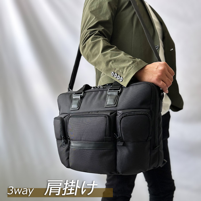 【sold out】ブリーフケース ビジネスバッグ リュック ショルダーバッグ メンズ 3WAY 黒 B4ファイル 15インチ PC対応 横 横型 GRAFIT KBN26646