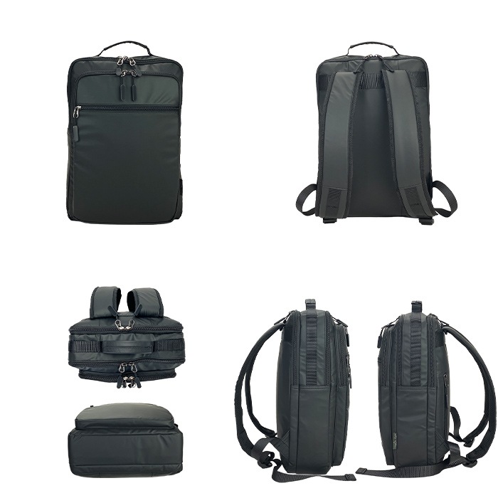 ビジネスリュック ビジネスバッグ リュックサック メンズ B4ファイル 軽量 軽い 撥水 ２層 タブレット対応 縦 縦型 黒 スクエア 通勤 通学 KBN42590