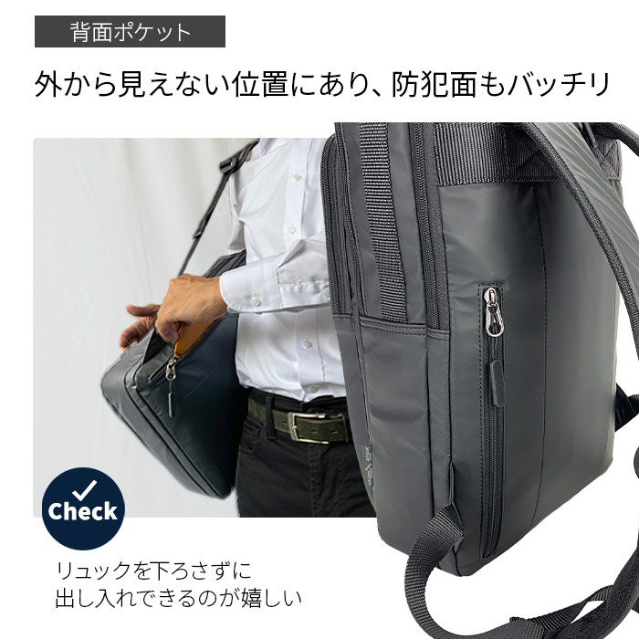 ビジネスリュック ビジネスバッグ リュックサック メンズ B4ファイル 軽量 軽い 撥水 ２層 タブレット対応 縦 縦型 黒 スクエア 通勤 通学 KBN42590