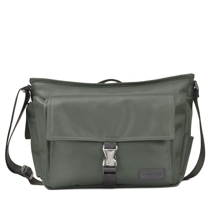 ショルダーバッグ メンズ B5 ナイロン キャリーバー通し ボトルホルダー 旅行 通勤 黒 カーキ HAMILTON KBN33718