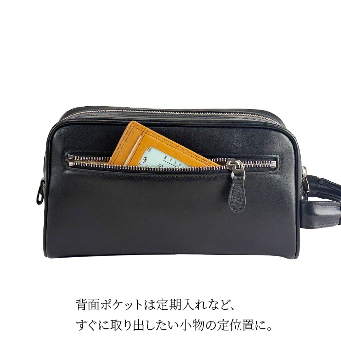 セカンドバッグ クラッチバッグ メンズ 牛革 ソフトレザー 横 縦持ち YKKファスナー ダブルファスナー 2層 ハンドル 黒 結婚式 普段使い ブランド HAMILTON KBN25967