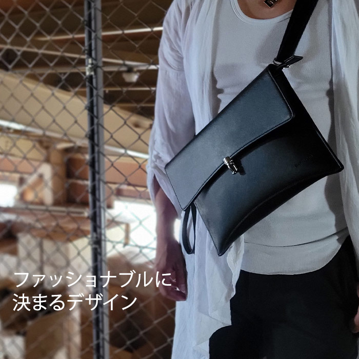 ショルダーバッグ サコッシュ クラッチ メンズ 2WAY 黒 横 横型 HAMILTON KBN16458