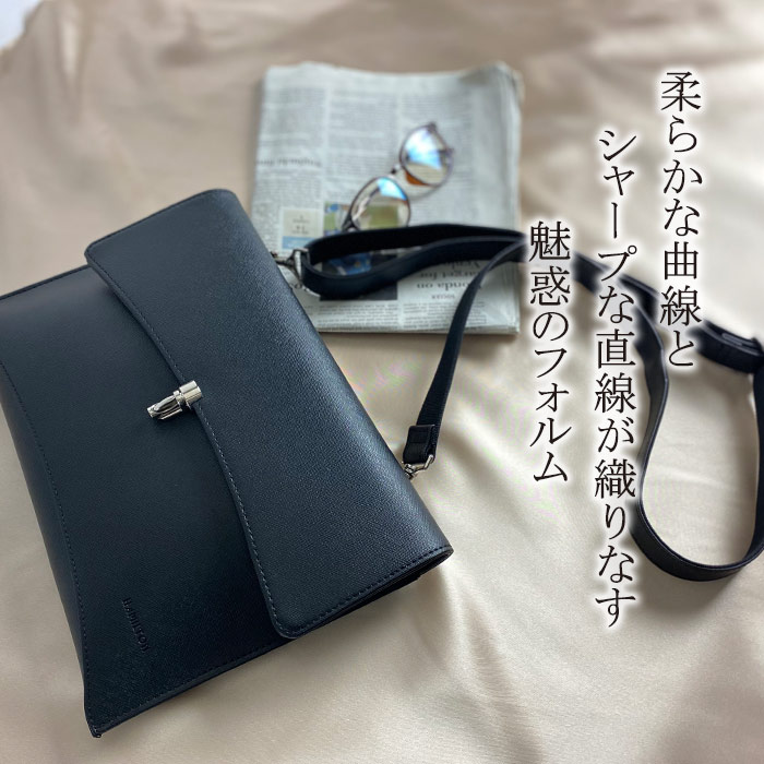 ショルダーバッグ サコッシュ クラッチ メンズ 2WAY 黒 横 横型 HAMILTON KBN16458