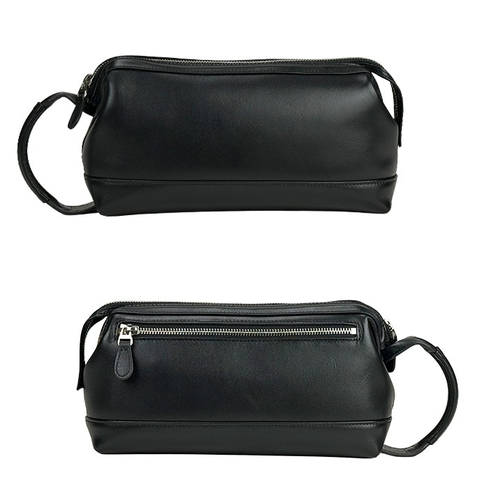 セカンドバッグ クラッチバッグ ダレスバッグ メンズ  牛革 ソフトレザー 横 YKKファスナー ハンドル 黒 結婚式 シンプル 普段使い ブランドHAMILTON KBN25968