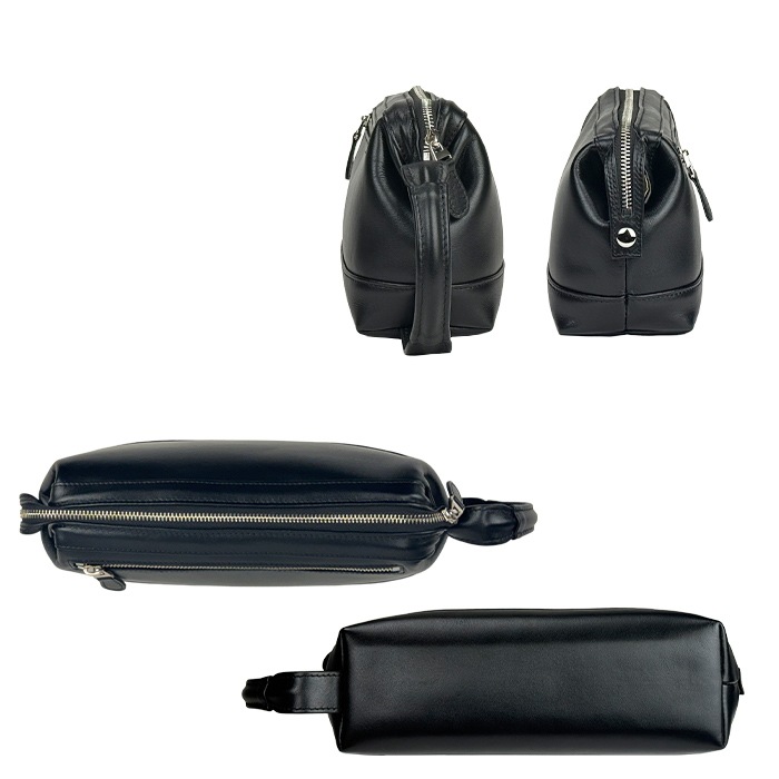 セカンドバッグ クラッチバッグ ダレスバッグ メンズ  牛革 ソフトレザー 横 YKKファスナー ハンドル 黒 結婚式 シンプル 普段使い ブランドHAMILTON KBN25968