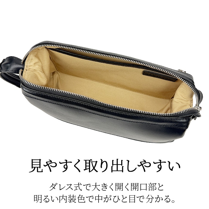 セカンドバッグ クラッチバッグ ダレスバッグ メンズ  牛革 ソフトレザー 横 YKKファスナー ハンドル 黒 結婚式 シンプル 普段使い ブランドHAMILTON KBN25968