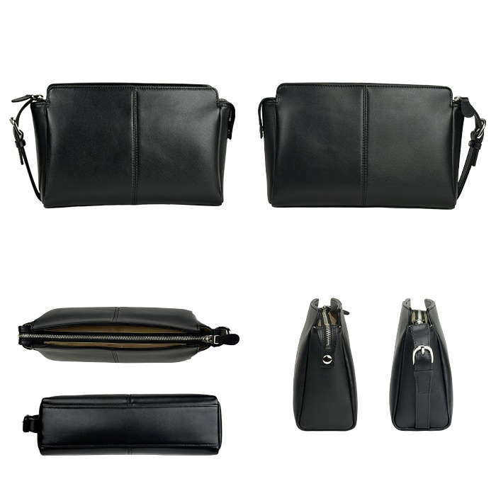 セカンドバッグ クラッチバッグ メンズ  牛革 ソフトレザー 横 YKKファスナー ハンドル 黒 結婚式 スリム シンプル 普段使い ブランドHAMILTON KBN25969