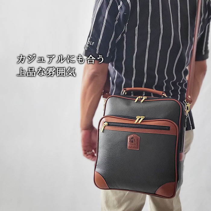 ショルダーバッグ 手提げバッグ メンズ A4 縦 縦型 日本製 国産 豊岡製鞄 2way 旅行 黒 カーキ PHILIPE LANGLET KBN16455