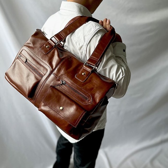 ボストンバッグ トラベルバッグ レザーバッグ 牛革 本革 レザー メンズ カジュアル レトロ感 街持ち 旅行 茶 KBN10423 HAMILTON