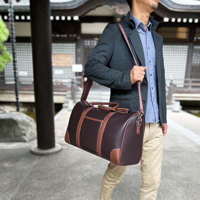 ボストンバッグ メンズ 2way 1泊 日帰り 旅行 出張 ゴルフ ビジネス スポーツ ジム 旅行カバン 黒 チョコ CRADLE RIVER KBN10459