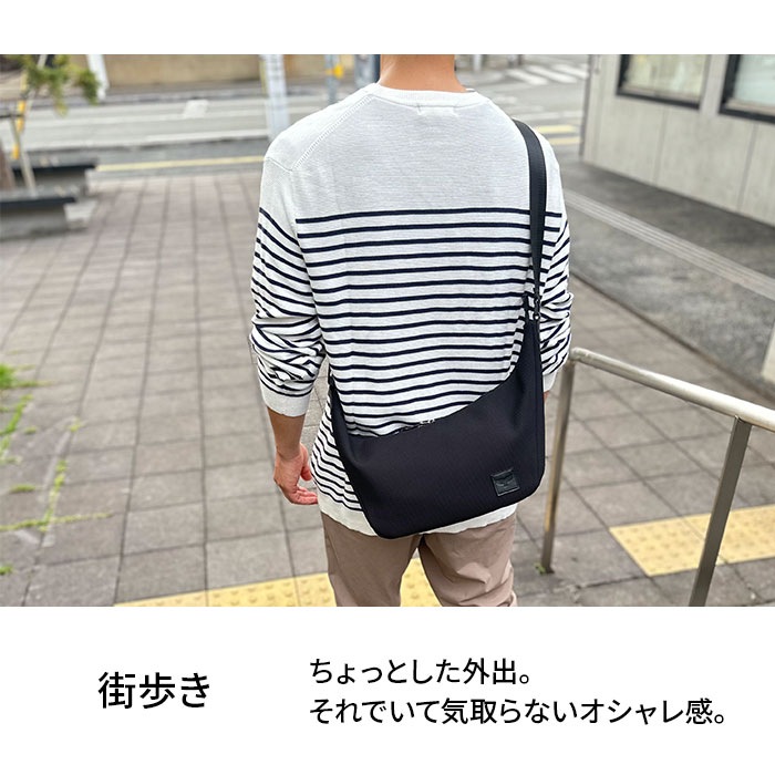 ショルダーバッグ メンズ 軽量 斜めがけ かっこいい カジュアル アウトドア 旅行 メッシュ風 黒 紺 Mobby's KBN33792