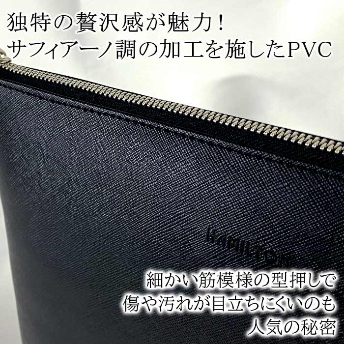 クラッチバッグ ポーチ バッグインバッグ メンズ B5サイズ 黒 横 横型 薄マチ HAMILTON KBN23490