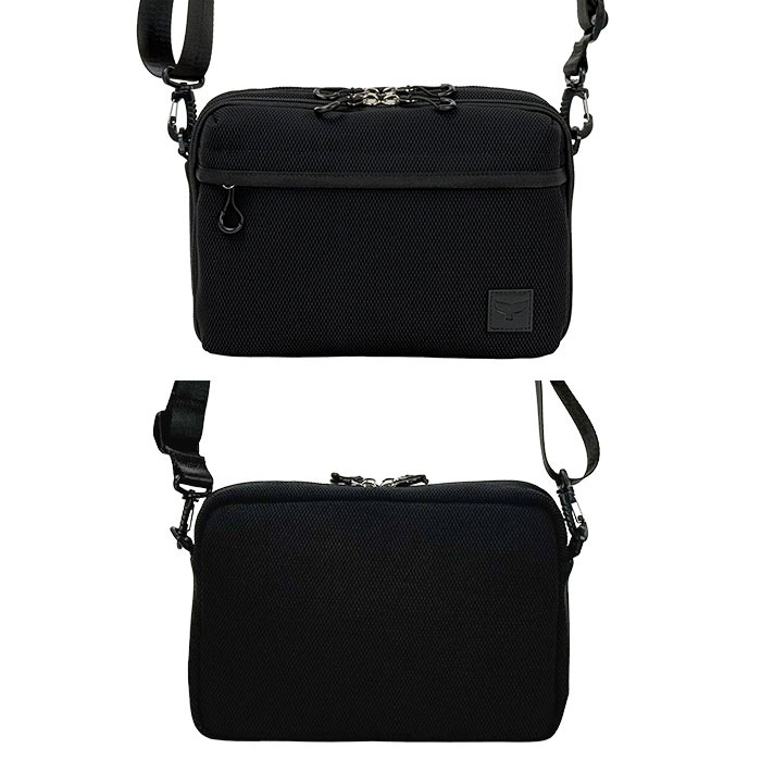 ショルダーバッグ メンズ 軽量 2層 斜めがけ かっこいい カジュアル アウトドア 旅行 横型 メッシュ風 黒 紺 Mobby's KBN33794